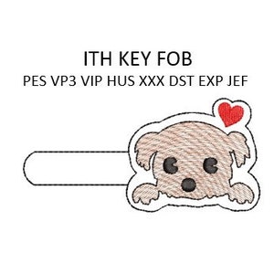 Dog Puppy Embroidery In The Hoop ITH Snap Tab Rivet Key Fob Pawprint Embroidery Design Key Chain Machine Embroidery 4x4 Hoop Download