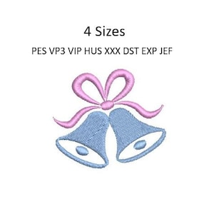 Wedding Bells Embroidery Design Bride Groom Ring Pillow Machine Embroidery Pattern 4 Sizes 4x4 Hoop MULTIPLE FORMATS Download