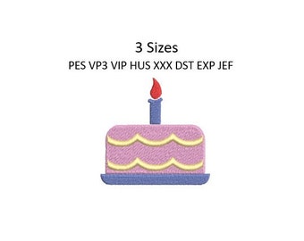 Birthday Cake Embroidery Design Machine Pattern 3 Sizes 4x4 Hoop Download