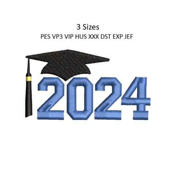 2024 Senior Graduation Embroidery Design Graduate Machine Embroidery Pattern 3 Sizes 4x4 Hoop MULTIPLE FORMATS Download