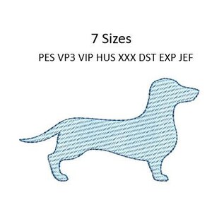Dachshund Quick Stitch Embroidery Design Dog Sketch Silhouette Machine Embroidery Pattern 7 Sizes 4x4 Hoop MULTIPLE FORMATS Download