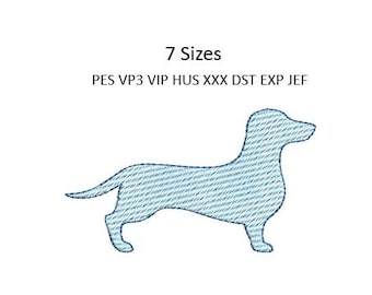 Dachshund Quick Stitch Embroidery Design Dog Sketch Silhouette Machine Embroidery Pattern 7 Sizes 4x4 Hoop MULTIPLE FORMATS Download