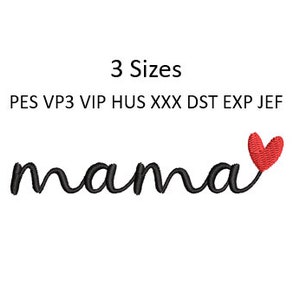 Mamma Broderidesign Hjärtskrift Mamma Mamma Krage Manschett Maskinmönster 4x4 Hoop 3 Storlekar Ladda ner