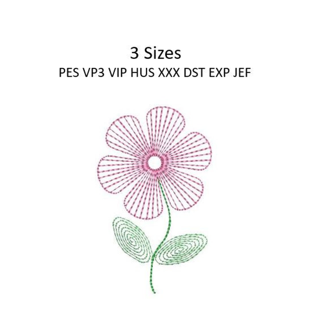 Sketch Flower Embroidery Design Quick Stitch Floral Pillow Machine Line