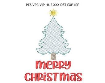 Merry Christmas Tree Embroidery Design Towel Pillow Machine Pattern 5x7 6x10 Hoop Download