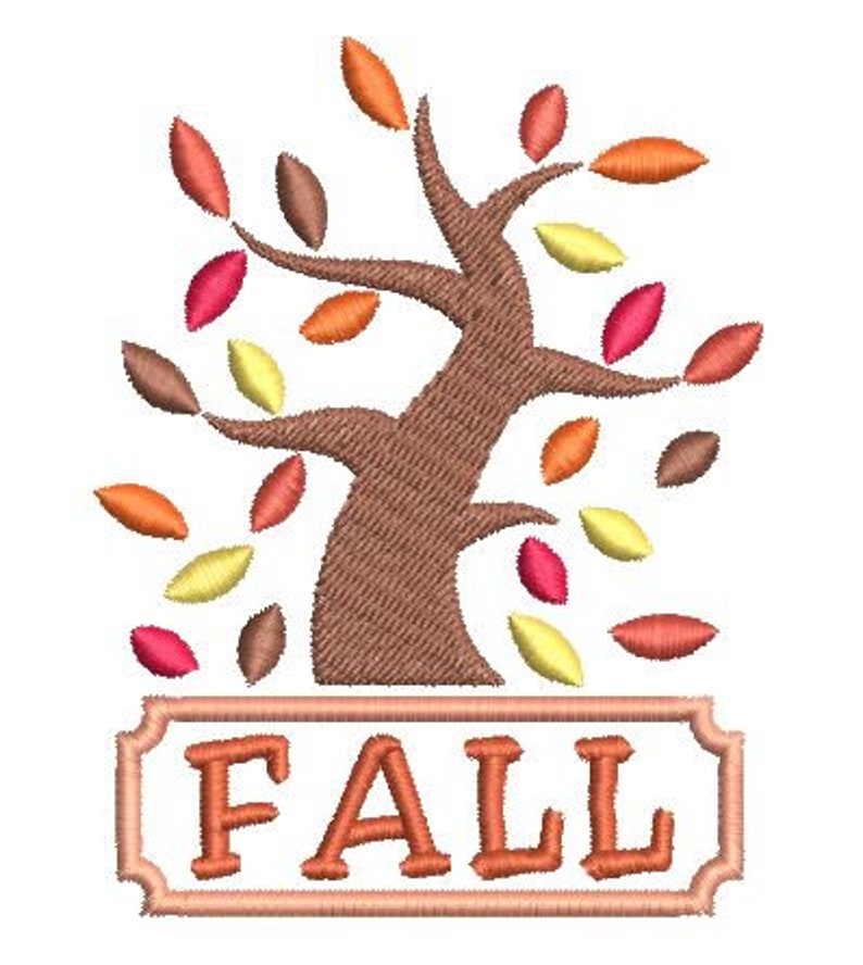 Fall Tree Embroidery Design Towel Autumn Leaves Machine Pattern 3 Sizes ...