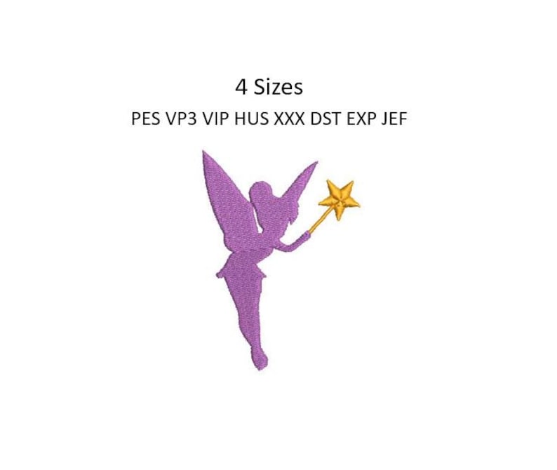 Fee Silhouette Stickdatei Mädchen Stickmuster, Stickmuster 10x10 Stickdatei Bild 1