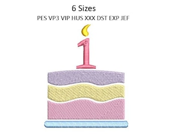 One Birthday Embroidery Design Cake Machine Pattern 4 Sizes 4x4 Hoop Download