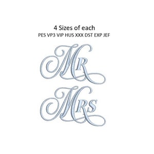 Hochzeit Embroidery Design Mr Mrs Maschinenstickerei Muster 4x4 Hoop MEHRERE FORMATE Download