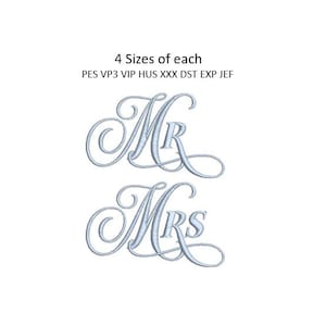 Wedding Embroidery Design Mr Mrs Machine Embroidery Pattern 4x4 Hoop MULTIPLE FORMATS Download