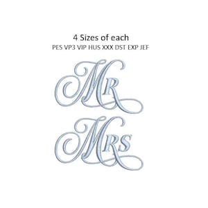 Hochzeit Embroidery Design Mr Mrs Maschinenstickerei Muster 4x4 Hoop MEHRERE FORMATE Download