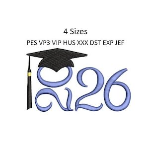 Senior Graduation Embroidery Design 2026 Machine Pattern 4 Sizes 4x4 Hoop Download