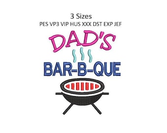 Dad's Barbeque Embroidery Design Grill Bar-B-Que Apron Machine Pattern 3 Sizes Download