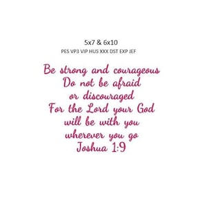 5x7 6x10 Bibel Zitat Stickdatei Joshua Kissen Handtuch Stickdatei Stickmuster
