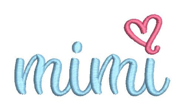 Mimi Embroidery Design Heart Hat Machine Script Embroidery - Etsy