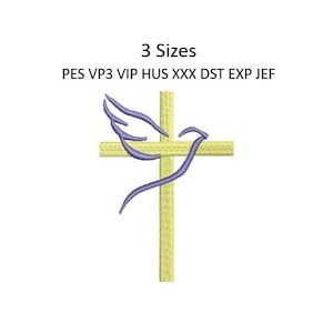 Peace Dove Cross Embroidery Design Christian Cross Towel Machine Embroidery Pattern Pillow 3 Sizes 4x4 Hoop MULTIPLE FORMATS Download