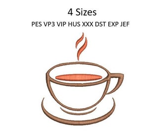 Coffee Tea Embroidery Design Towel Machine Pattern 4 Sizes 4x4 Download