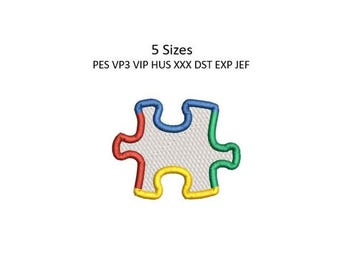 Puzzle Piece Embroidery Design Autism Awareness Jigsaw Shirt Machine Pattern 5 Sizes Download