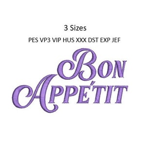 Bon Appetit Embroidery Design Pattern Kitchen Towel Napkin Apron Embroidery 3 Sizes MULTIPLE FORMATS Download