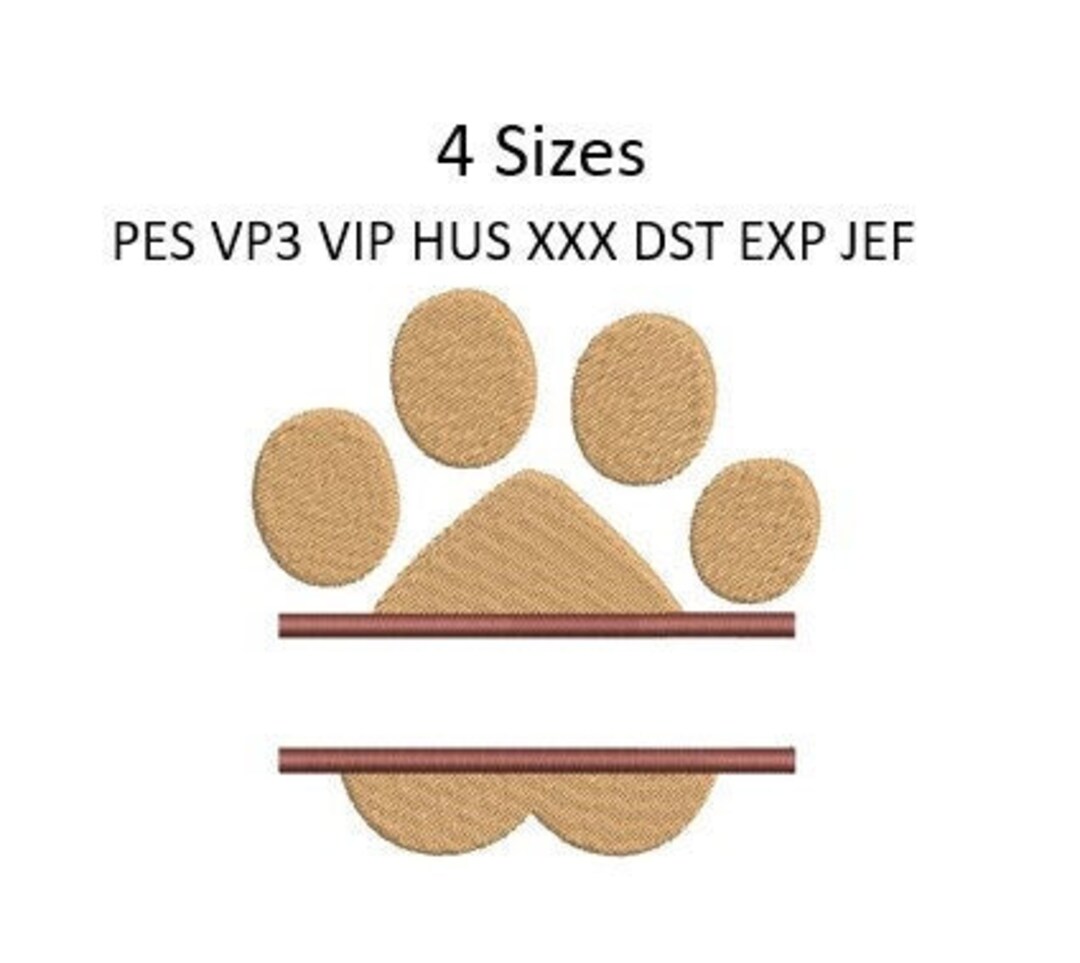 Dog Split Monogram Embroidery Design Paw Print Pawprint Machine