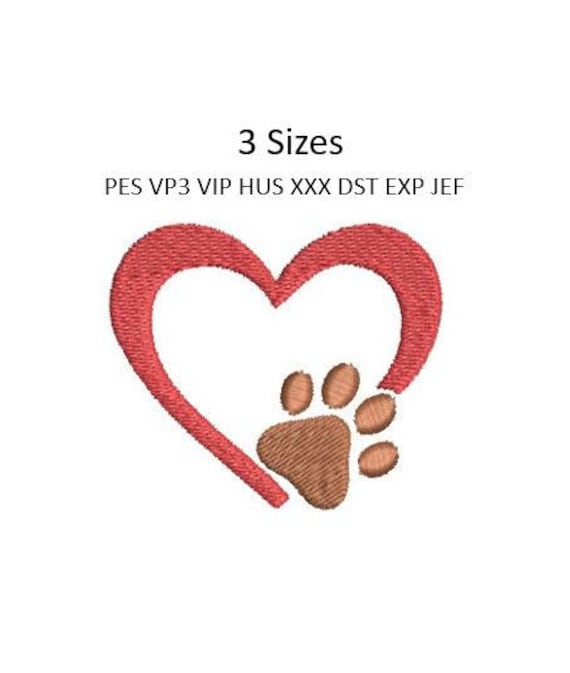 Parametre Borgmester ledig stilling Dog Paw Embroidery Design Heart Cat Paw Print Machine | Etsy