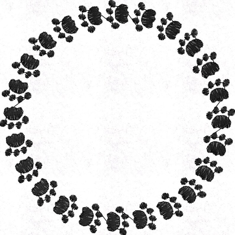 Pawprint paw print circle monogram machine embroidery design  etsy Pawprint paw print circle monogram machine embroidery design  etsy