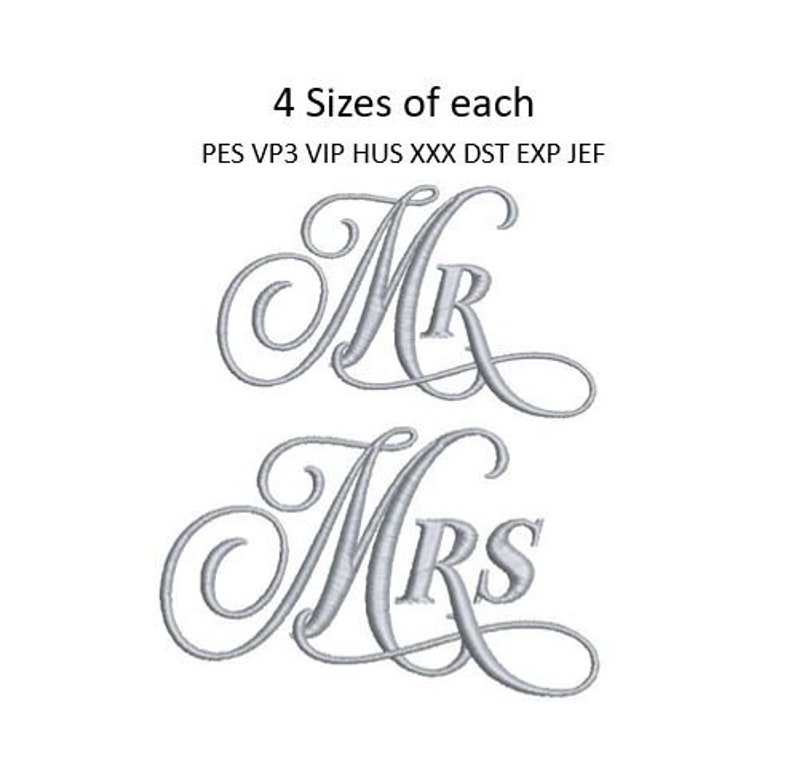 Wedding Embroidery Design Mr Mrs Machine Embroidery Pattern Etsy