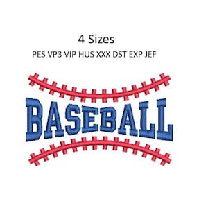 Baseball Embroidery Design Towel Shirt Machine Embroidery Pattern 4 Sizes 4x4 Hoop, MULTIPLE FORMATS Download