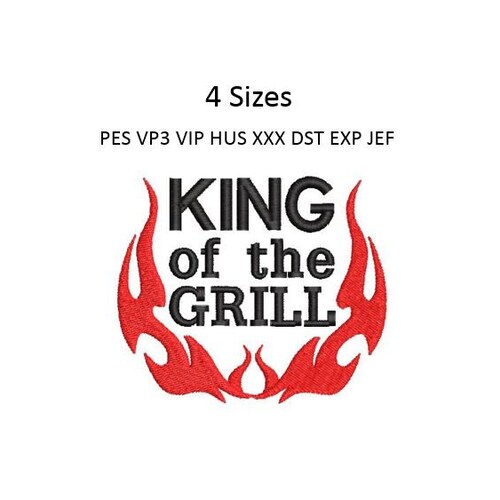 King of the Grill Embroidery Design Dad Apron Machine Etsy