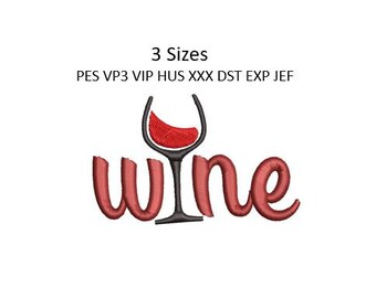 Wein Stickmuster Glas Handtuch Stickmuster 100x100 im Stickrahmen