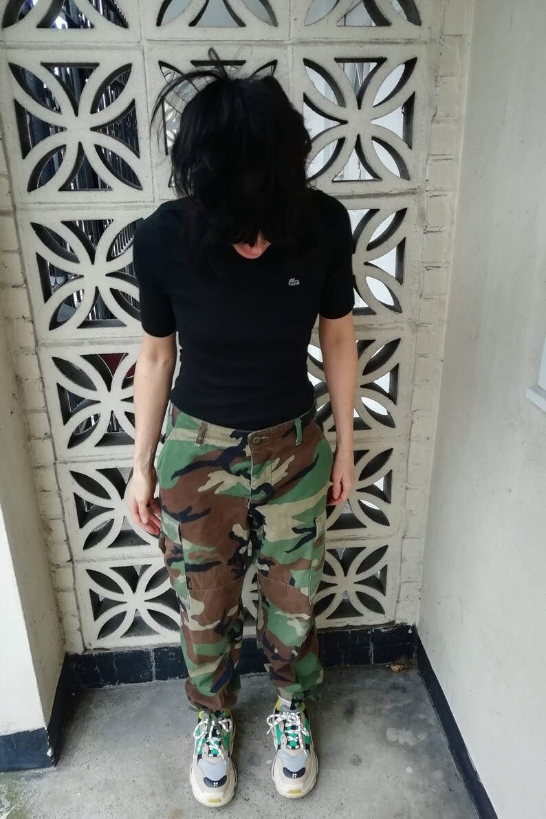 red camo cargo trousers