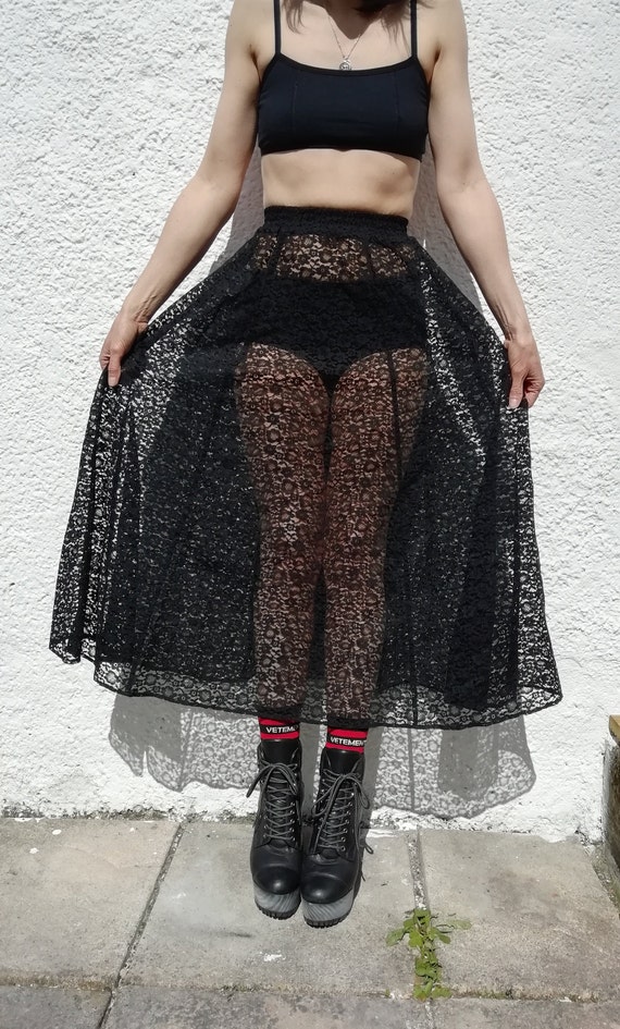 sheer lace maxi skirt