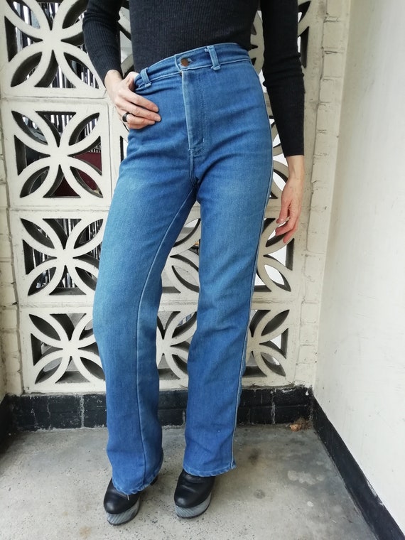 flare denim jeans high waisted