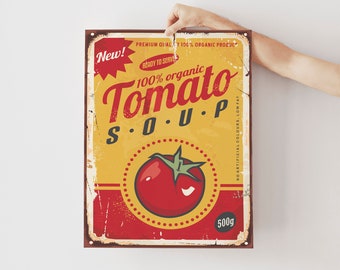 Retro Vintage Campbells Soup Framed Canvas Art Print Poster A4 A3,Cafe Kitchen