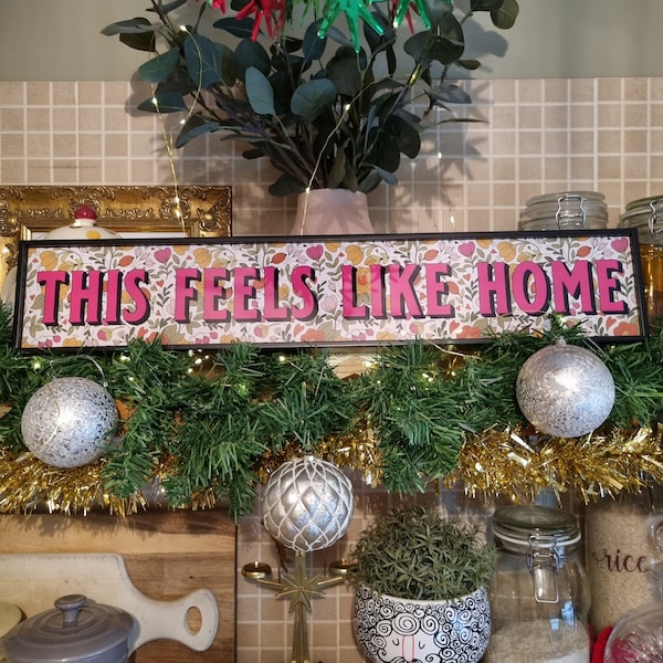 This Feels Like Home Framed Metal Print: Retro Gallery Wall Art