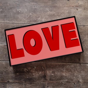 LOVE | Framed Print | Framed Metal Print | Typography | Metal | Gallery Wall | Wall Art | Bold Prints | Colourful | Bar Sign | Chunky