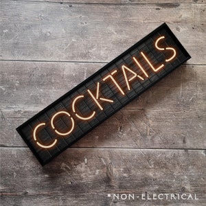 Framed Neon Style Cocktails Print | Retro Metal Bar Wall Art (Non-Electrical) bild 1