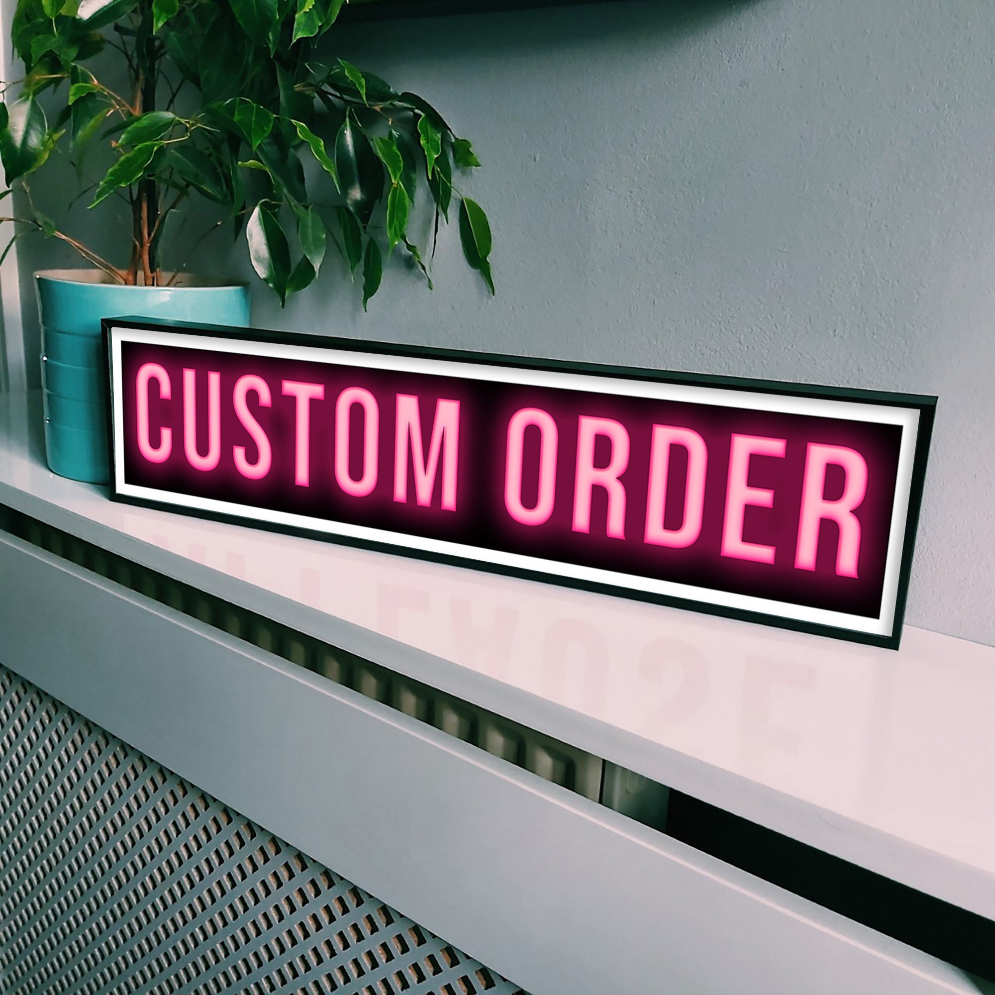 PERSONALISED Framed Neon Pink Print Sign Framed Metal Print Etsy