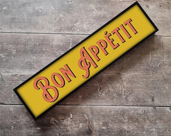 Bon Appetit Framed Metal Sign: Vintage Kitchen Wall Art
