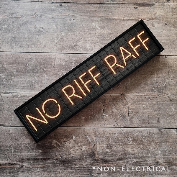 No Riff Raff Framed Metal Print: Neon Style Wall Art