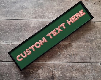 Custom Green & Pink Framed Metal Sign: Personalized Bar Sign