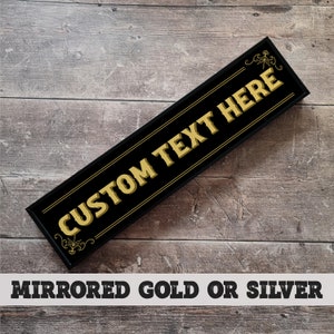 Custom Mirrored Gold Sign: Framed Metal Plaque, Gallery Wall Art