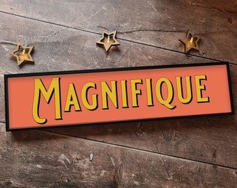 Magnifique Framed Metal Print: Retro Typography Bar Sign