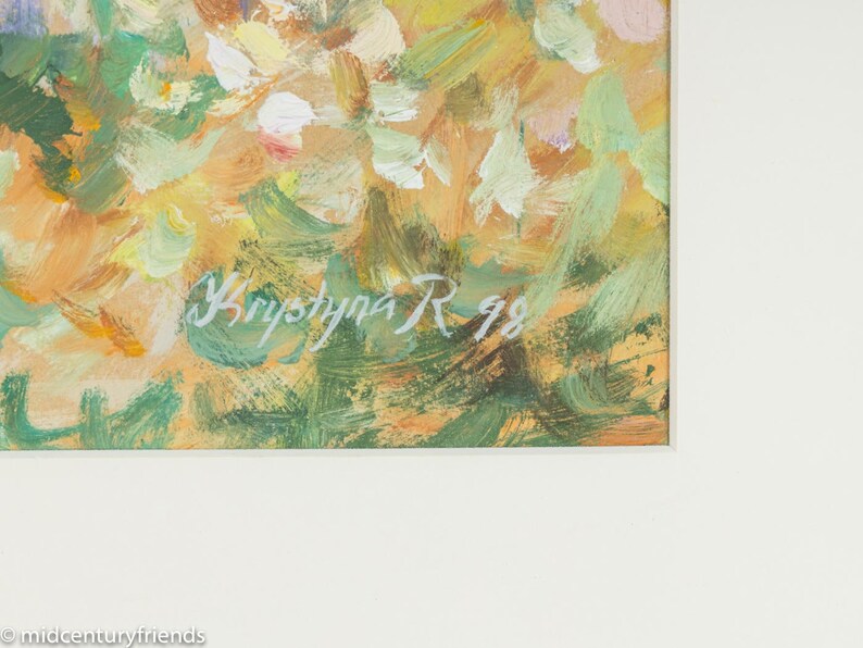 Jardín encantado, acrílico sobre papel, 81 x 71 cm, pintura original, vintage, 1998 imagen 4