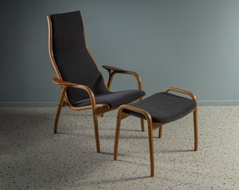 Sillón de los años 60, Taburete, Lamino, Yngve Ekström, Sueco, años 50, Vintage