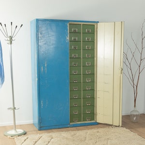 Armoire en acier des années 50, armoire à tiroirs, années 60, vintage