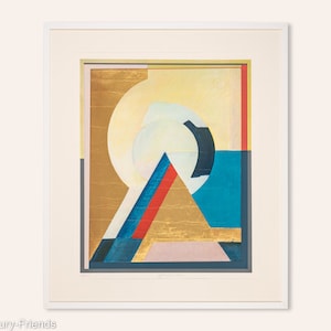 Pyramid, Offset Printing on thick Paper, 80 x 93 cm, Original Printing, Wide Color Range, Geometric, Abstract, gold