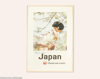 60er Plakat, Fly to Japan, Japan Airlines, 50er, vintage