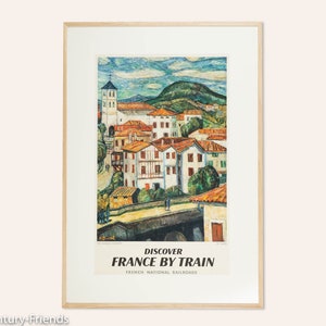 Francia en tren, País Vasco, SNCF Travel Poster, 87 x 124 cm, Original Travel Poster, Vintage Artwork, 1958, Auguste Durel