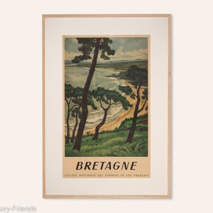 Bretaña, SNCF Travel Poster, 86 x 123 cm, Original Travel Poster, Vintage Artwork, 1950, André Strauss, Atlantic, Costa